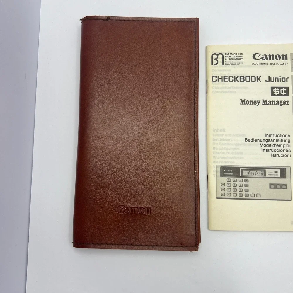 Canon Checkbook Junior Money Manager Calculator Set WORKS with Pen Manual 1980s